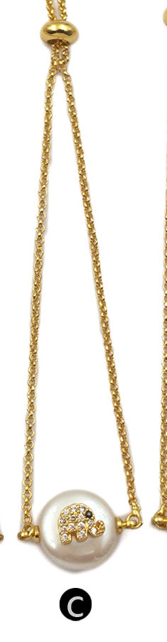 WT-MB112 New Arrival Pearl Gold Bracelet CZ Pave Star and Elephant or Moon Pattern Women Fashion Charm Bracelet