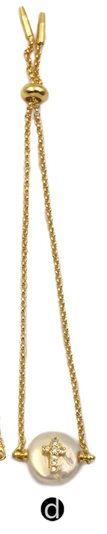 WT-MB112 New Arrival Pearl Gold Bracelet CZ Pave Star and Elephant or Moon Pattern Women Fashion Charm Bracelet