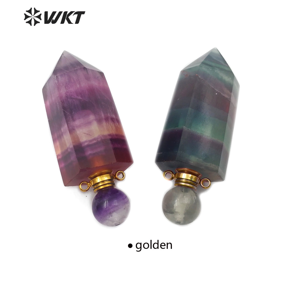 WT-P1473 Newest Rainbow Fluorite Pendant Natural Rainbow Fluorite Stone Perfume Bottle Stylish Natural Charm Jewelry Pendant