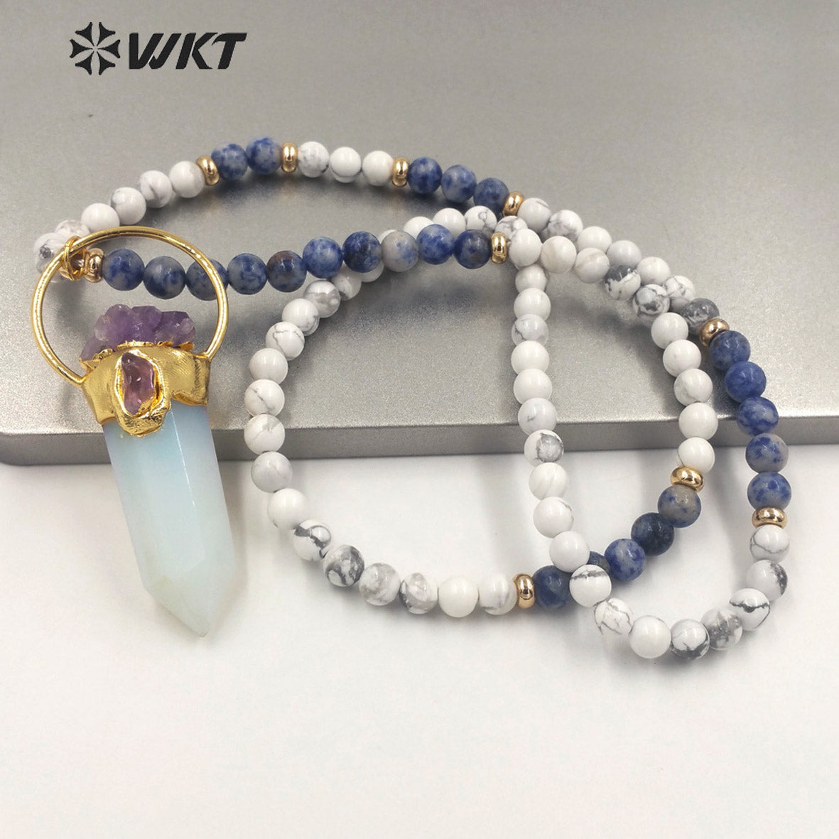 WT-N1339 WKT Fashion Jewelry Hot Style Natural Stone Beads Opal Necklace for Girls Party Pendant Lady Necklace Gift