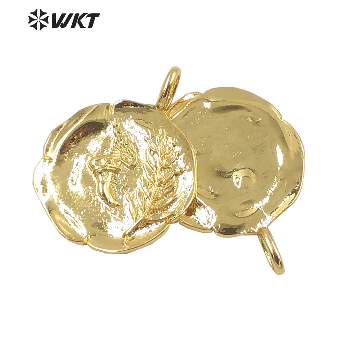 WT-MP208 Amazing New Full 18k Real Gold Plated Brass Metal Symbolized Pendant Round Flower Religious Metal Charms for Necklace
