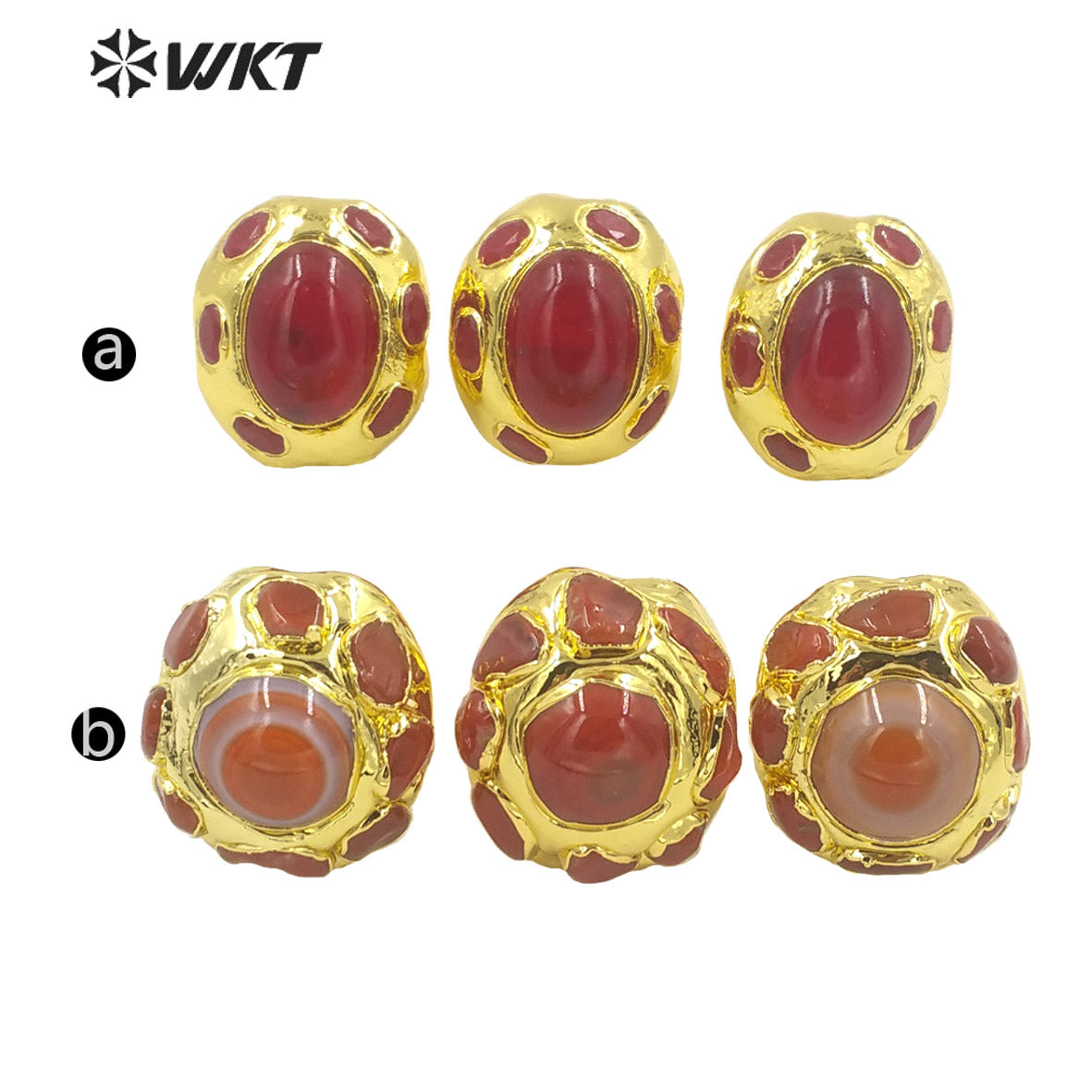 WT-R412 High Quality Vintage Fashion Red Agate Ring with 18k Gold Plated Adjustable Rings Women Jewelry Natural Stone Rings