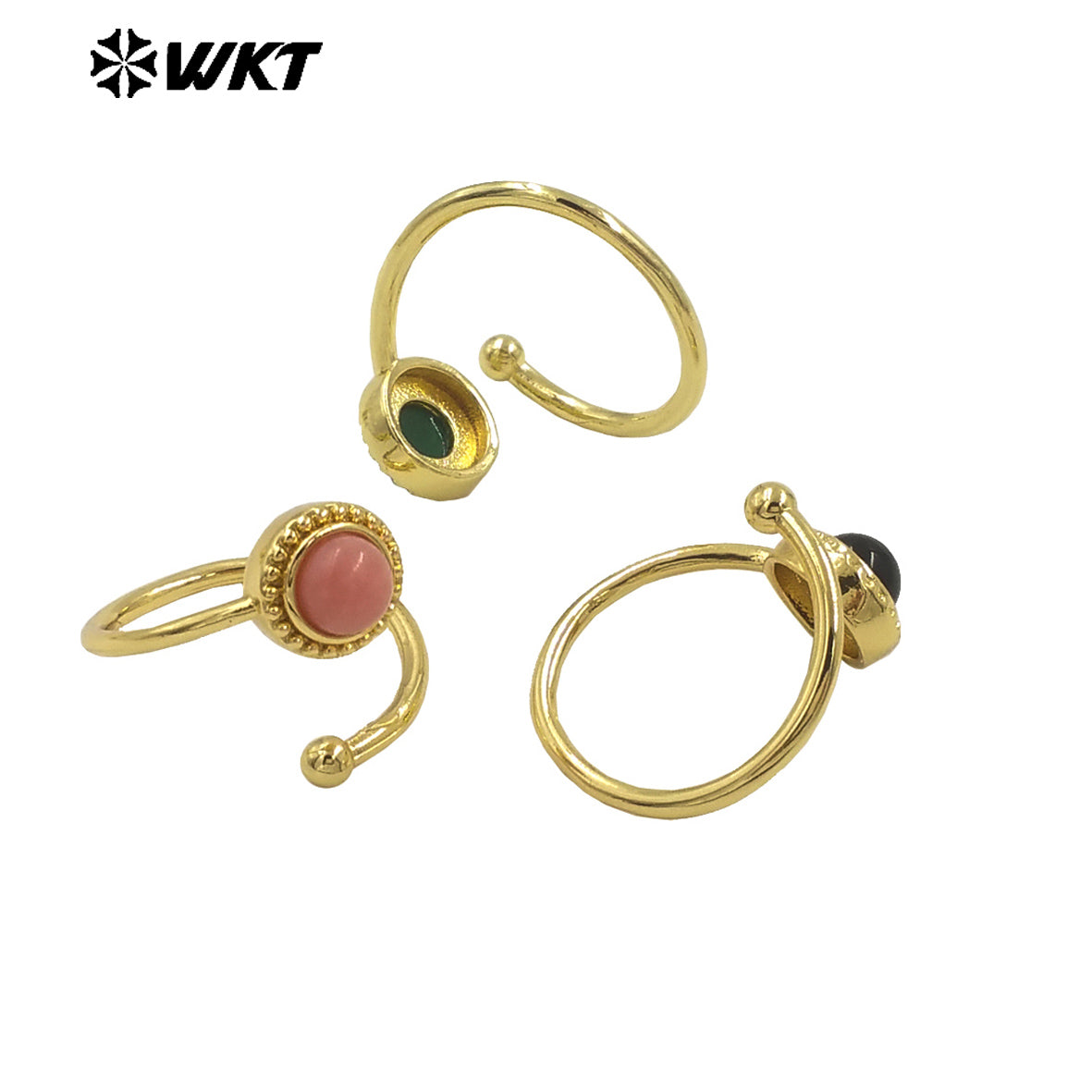 WT-R539 Newest Fashion Gold Plated Natural Gemstone Round Women Anniversary Birthday Gift Ring