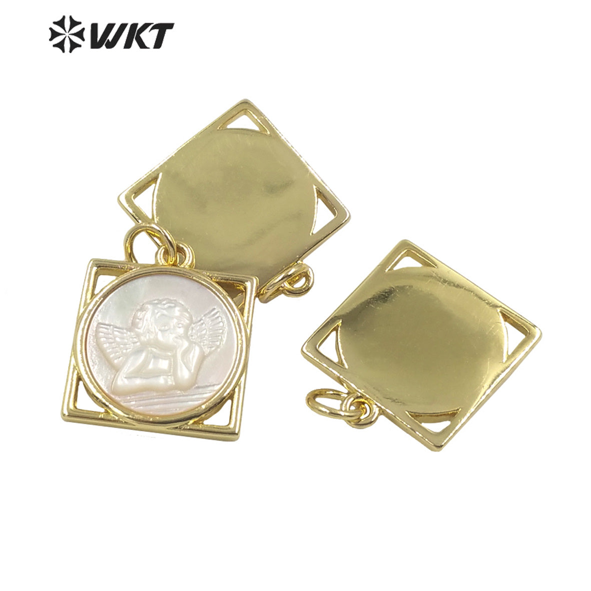 WT-JP294 High Quality Pendant Lovely Angel Carved Shell Earrings 18K Gold Plated Women Gifts Fashion Earrings Shell Earrings