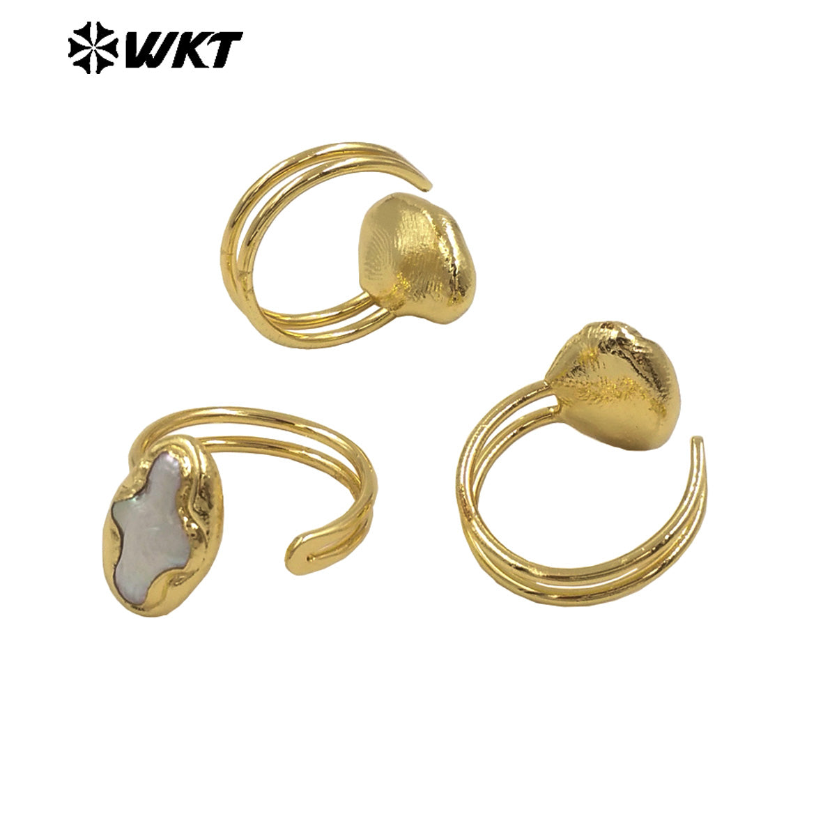 WT-MPR126 Hot Sales Natural Freshwater Pearl Ring With Gold Plated Open Size Cross Shape Elegant Style for Valentine's Day Gift