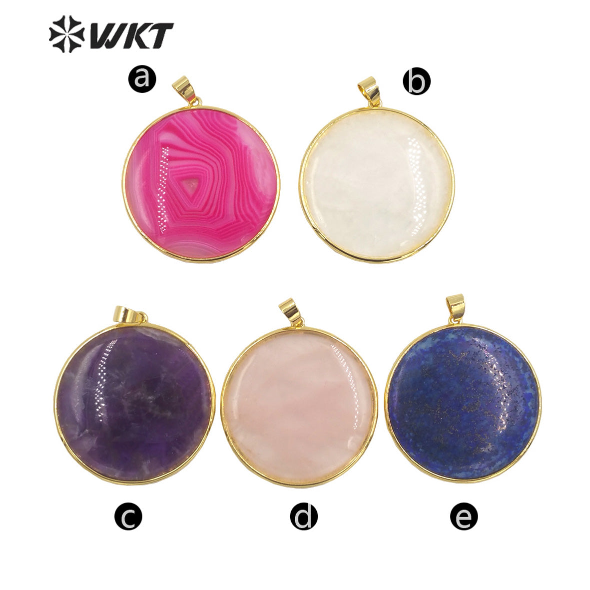 WT-P1798 Lovely Round Bohemia Pendant Color Stone 18k Real Gold Plated Ladies Jewelry Accessories Pendant Natural Stone Pendant