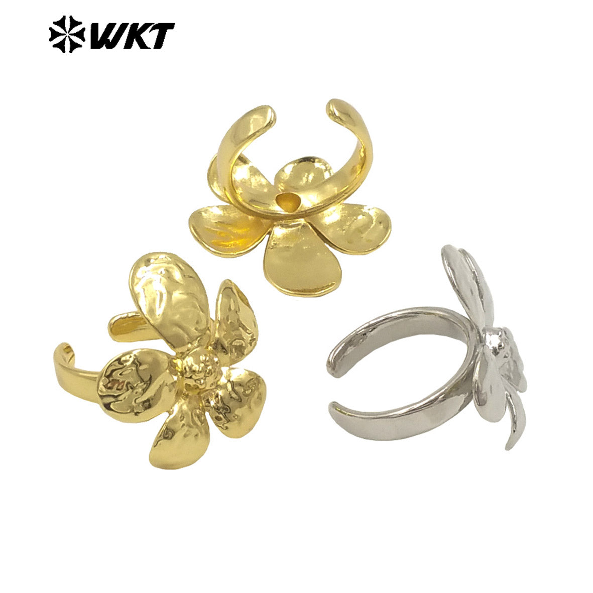 WT-R551 New Arrivals High Quality Unique Fashion Adjustable 18K Gold Plated Full Flower Ring for Lovely Woman As Birthday Gift