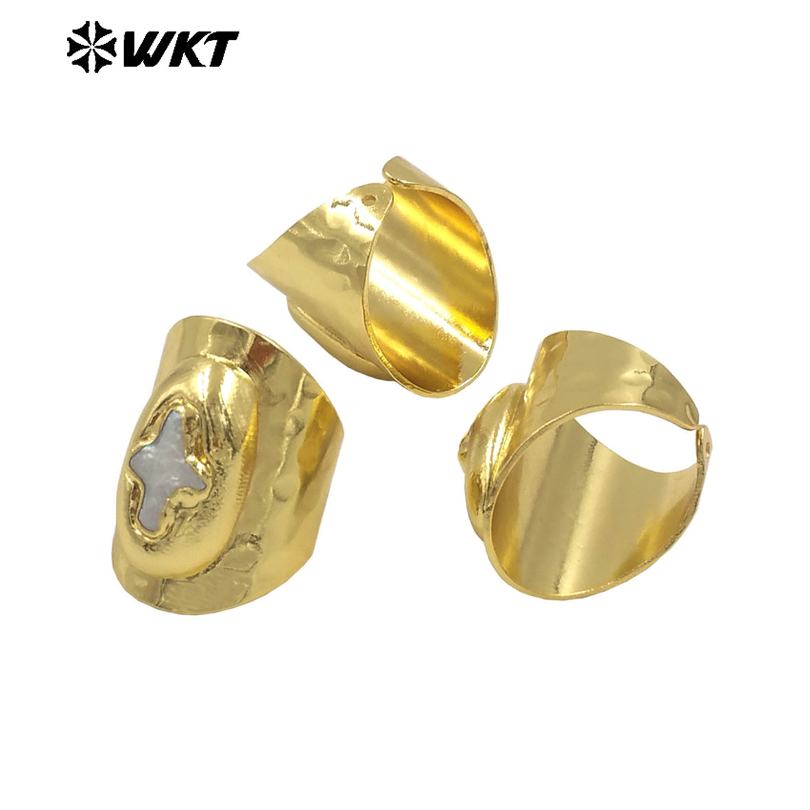 WT-MPR121 Explosive Models Fashion 18K Gold Plated Freshwater Pearl Cross With Large Adjustable Ring for Both Men and Women