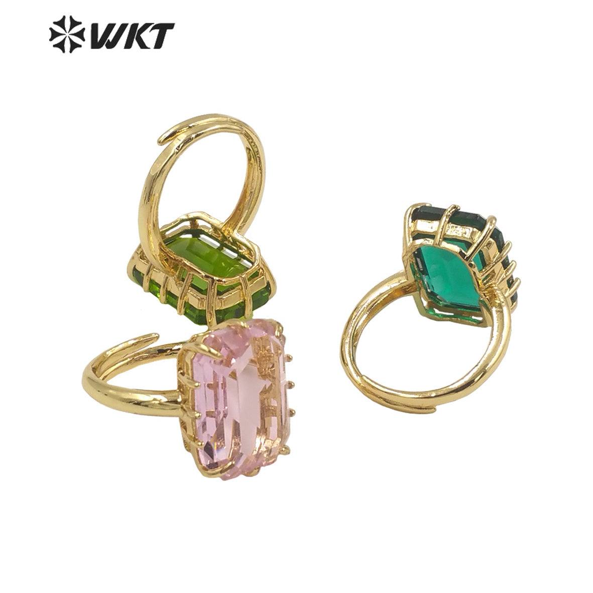 WT-R483 WKT Fashion Design Trendy Gift for Women Colorful High Quality Gorgeous Natural Crystal Stone Ring