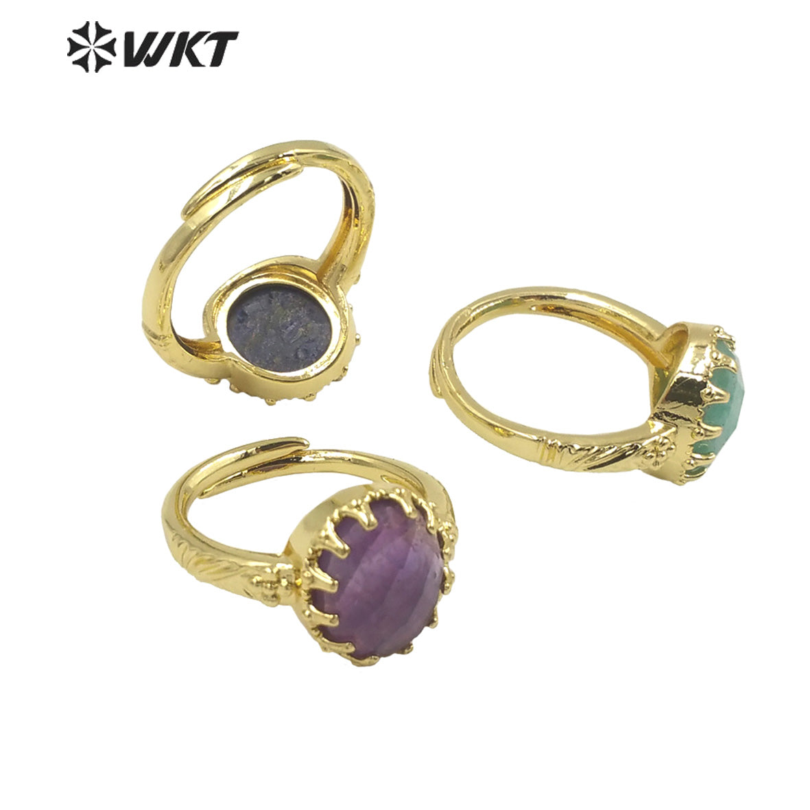 WT-R488 WKT Fashion Design Trendy Gift for Women Colorful High Quality Gorgeous Natural Gemstone Stone Ring