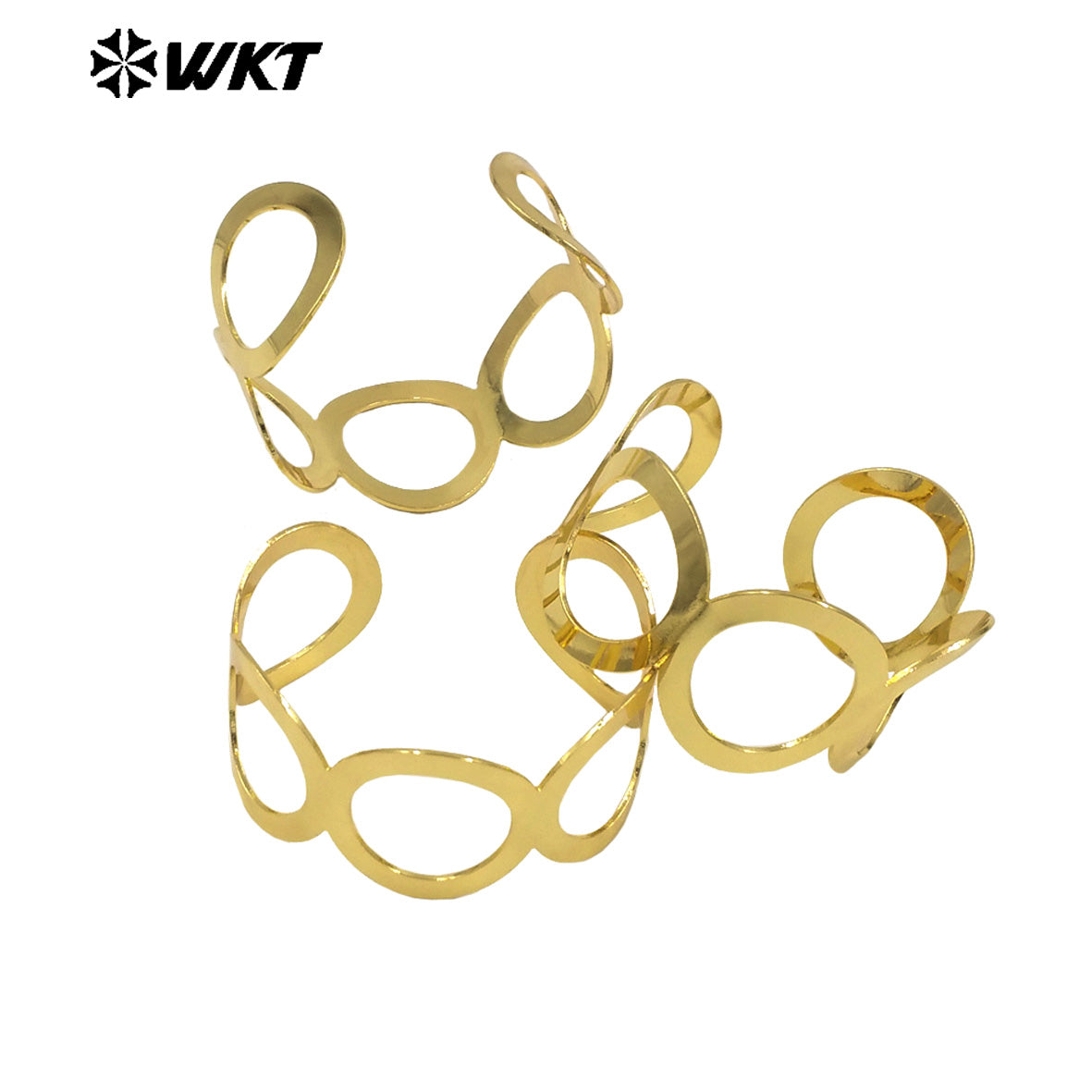 WT-B669 Best Selling Wholesale Round Cutout Design 18K Gold Plated Natural Yellow Brass Bracelet As Special Gift for Women