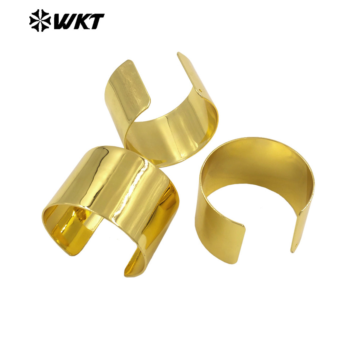 WT-B679 New Design High Quality18K Gold Plated Natural Yellow Brass Wide Bright Face Adjustable Unisex Bracelet Jewelry Finished