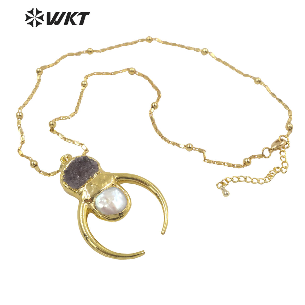 WT-N1323 Beautiful Fashion Amethyst Pearl Elegant and Fine Jewelry Necklace Very Suitable for Party so Nice As a Gift