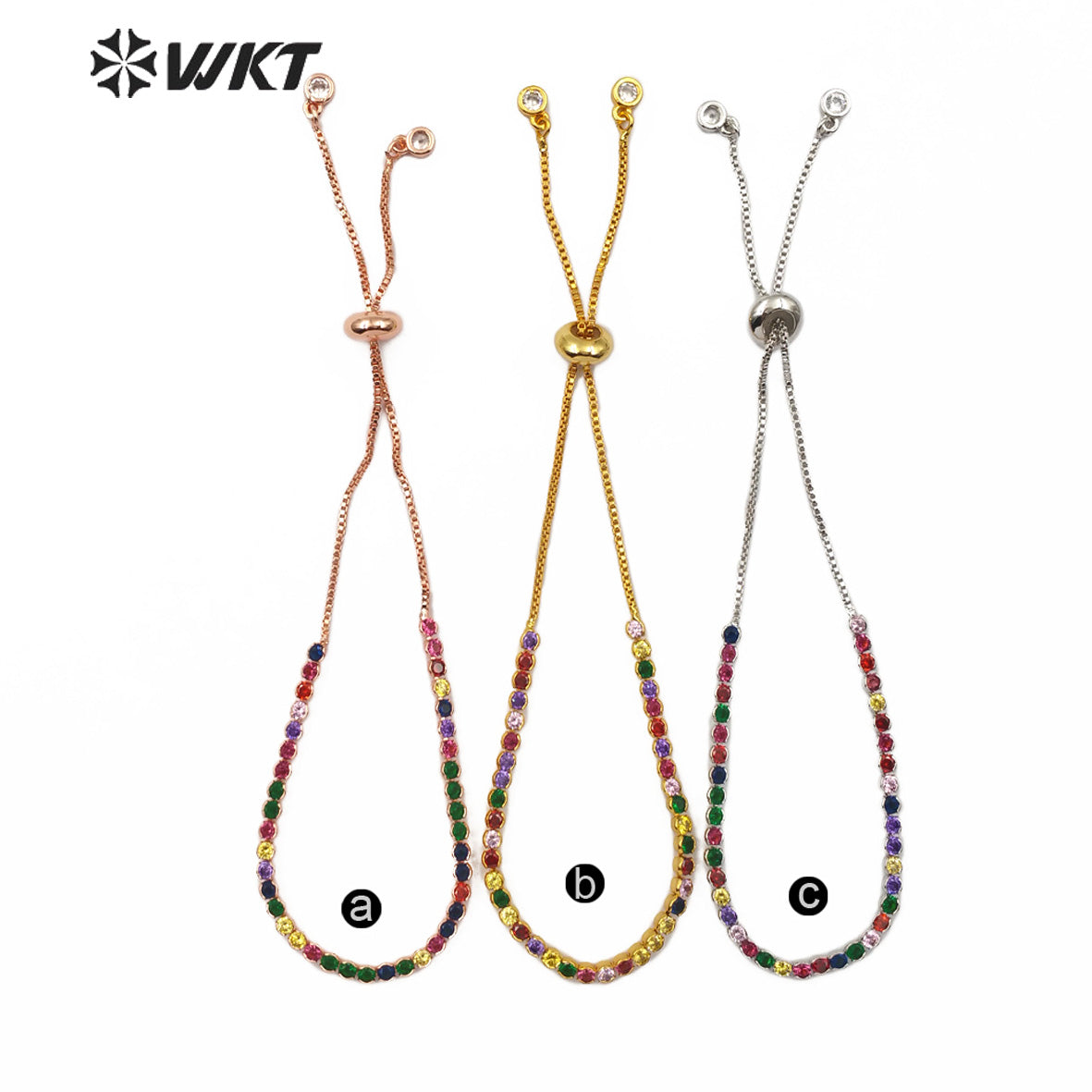 WT-MB109 New Arrival Special Design Women Vogue Jewelry Multi Colors Cubic Zirconia Pave Fashion Chain Bracelet Jewelry