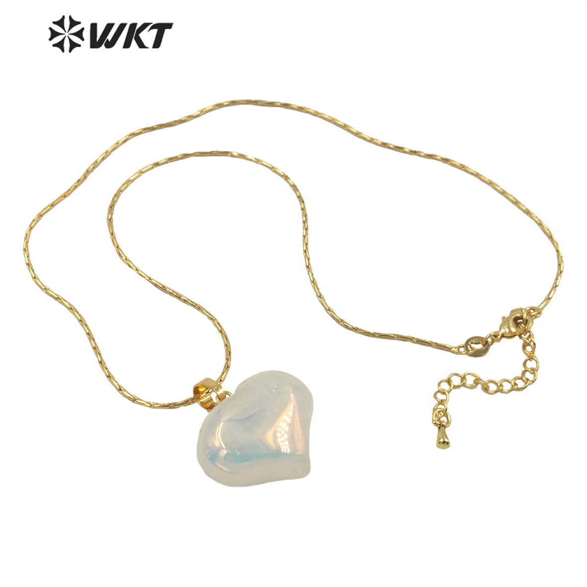 WT-N1336 WKT Lovely Heart Shape Shiny Crystal Heart Pendant Necklace Natural Stones Aura Quartz Jewelry Lover Necklace
