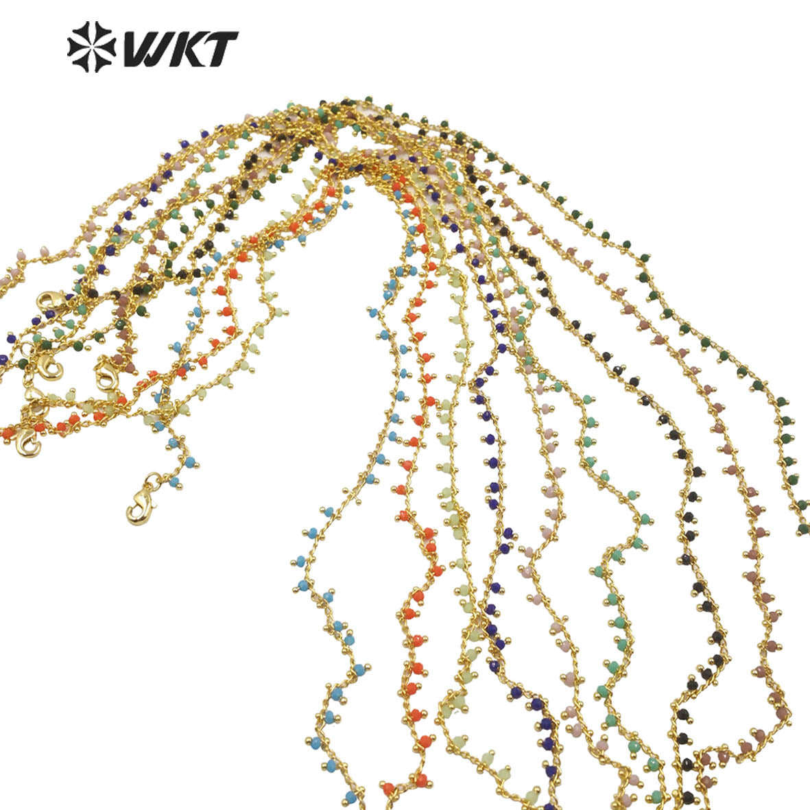 WT-N1202 Hot Sales Crystal Beads Chain Fashion Jewelry Rosary Beads Chain 3mm New Arrival Crystal Beads Necklace