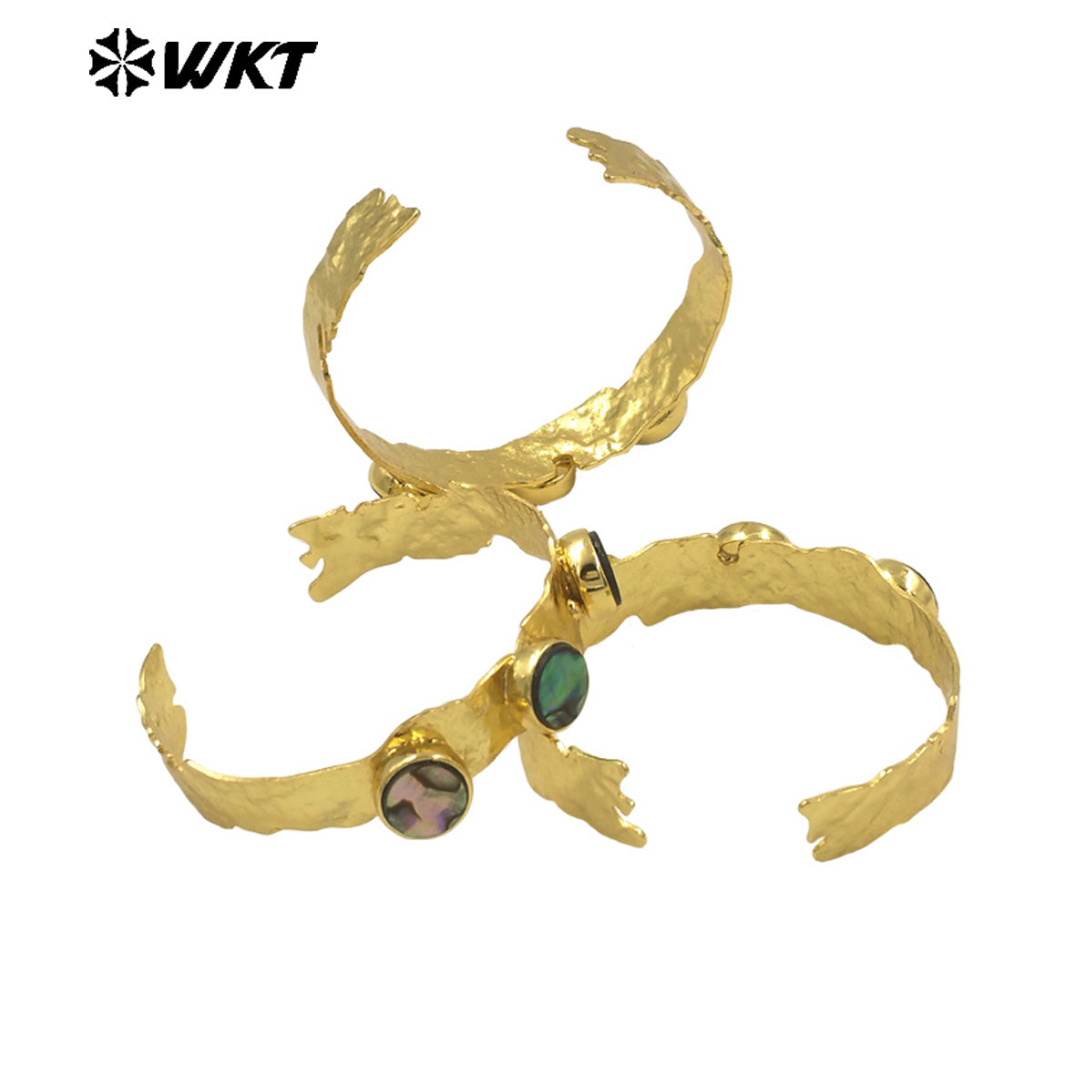 WT-B680 Unique Design Fashion Jewelry 18K Gold Plated Exquisite Three Abalone Shell Adjustable Bracelet for Women As Daily Wear