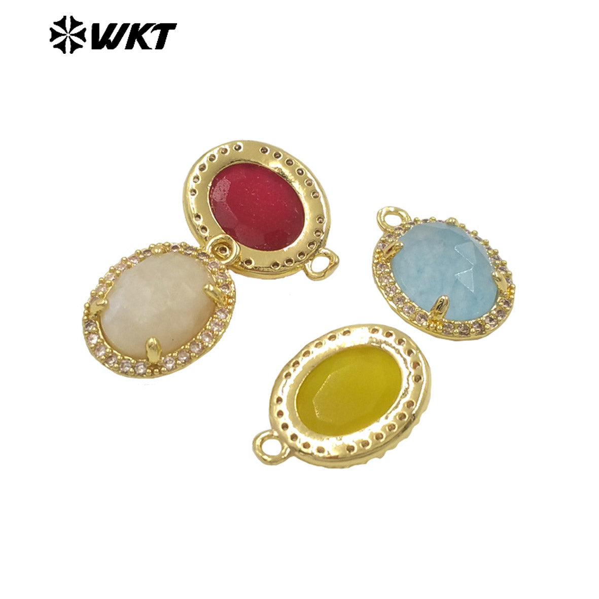 WT-P1991 on Sale Stylish Little Zircon Set With Multiple Gemstone 18K Gold Plated Round Unisex Pendant As Daily Dress and Gift