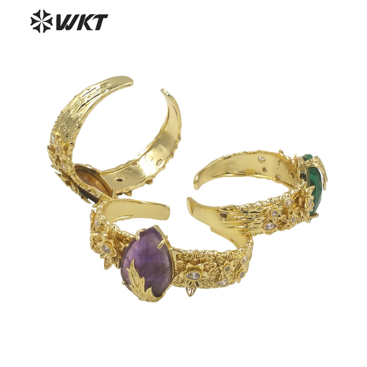 WT-B641 WKT Lovely Fashion Drop Design Trendy Gift for Women Gemstone C Shaped Natural Colorful Gemstone Bracelets