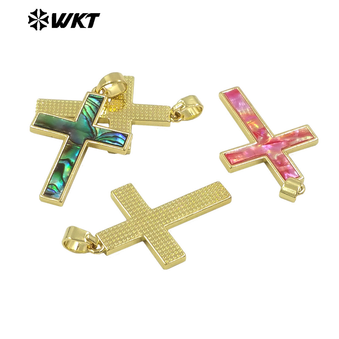 WT-JP378 Wholesale Newest Religious Christian Fashion Gold Natural Shell Cross Pendants for Unisex Jewelry Design