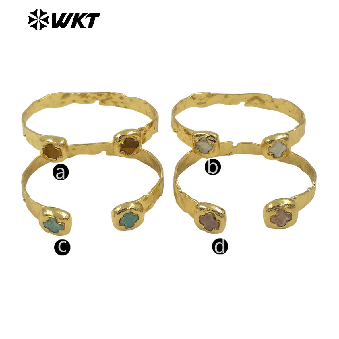WT-B698 Wholesale Exquisite Women Gemstones Cross Bangles With Gold Electroplated for Daily Jewelry Accessories