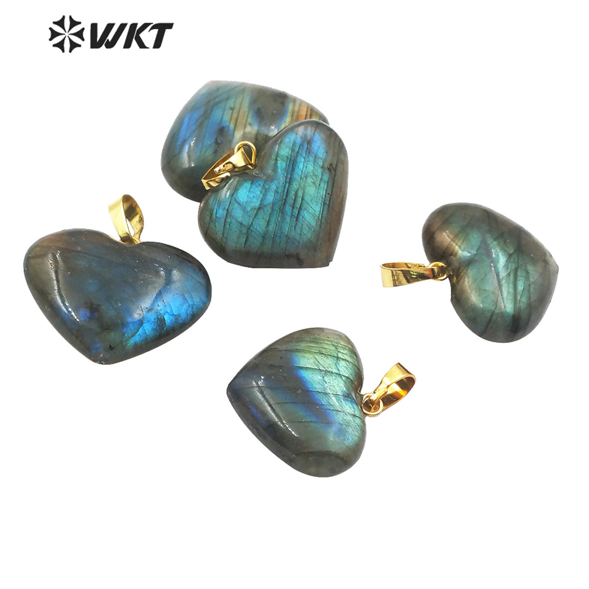 WT-P1506 Elegant Natural Bright Heart Shape Labradorite Pendant Women Fashion Charm Jewelry Labradorite Pendant