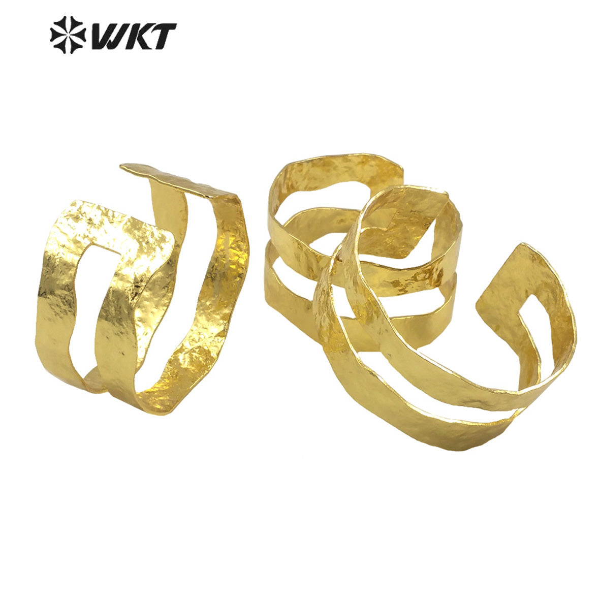 WT-B654 Wholesale 18K Real Gold Plated Yellow Brass Resist Tarnishable Fashion Simple Metal Bangle for Party
