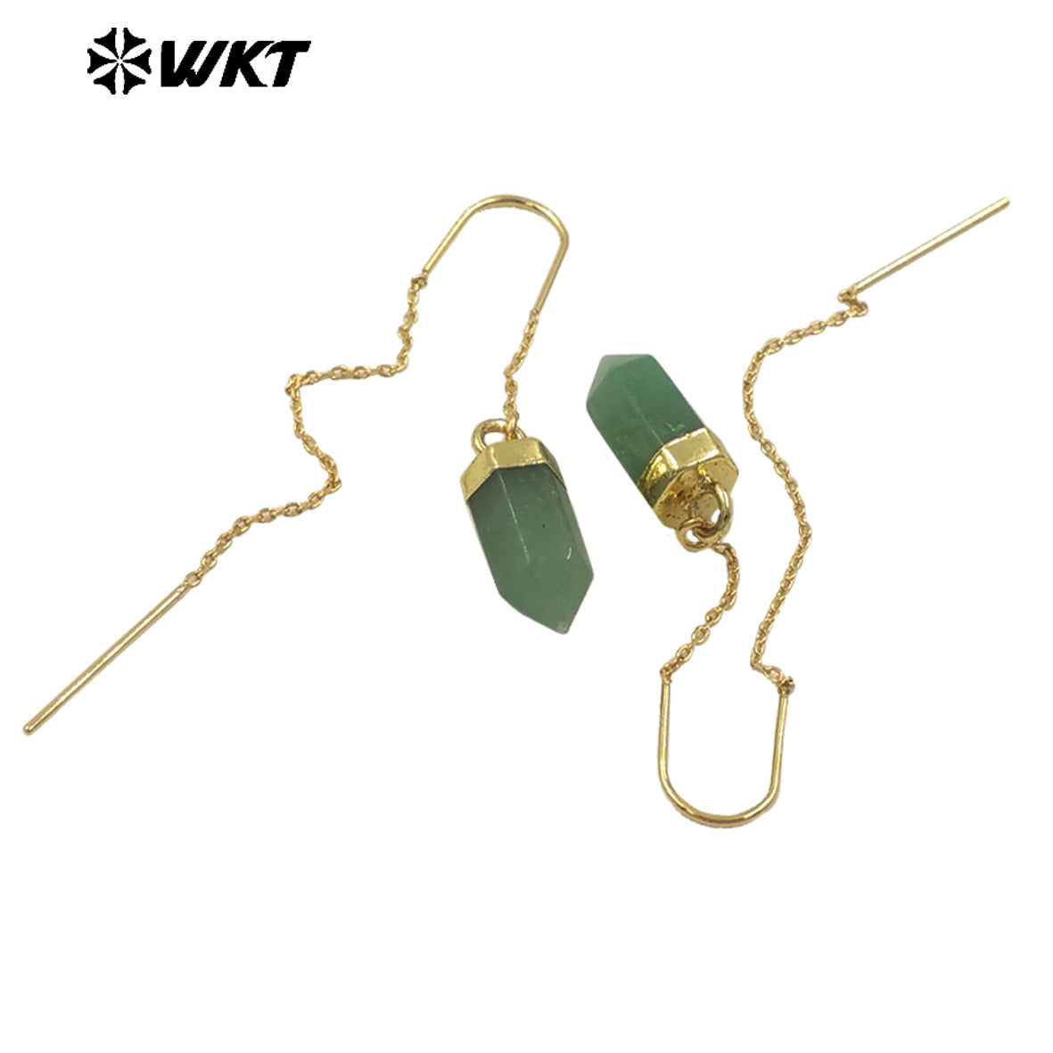 WT-E786 High Quality Delicate Gemstones Amethyst Stone With Gold Plated Geometric Hexagon Bullet Earrings Ladies Lovely Jewelry