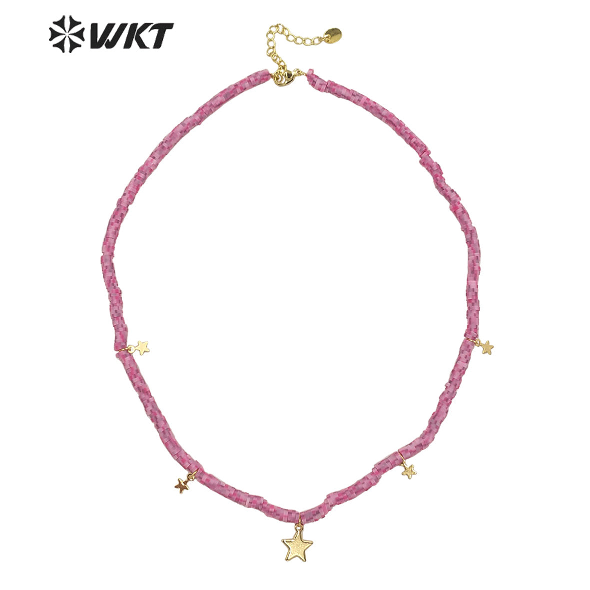 WT-JN197 Wholesale 4mm Resin Magic Color Tiny Star Charm Necklace Elegant pink Simple Necklace for Women Jewelry Chain Necklace