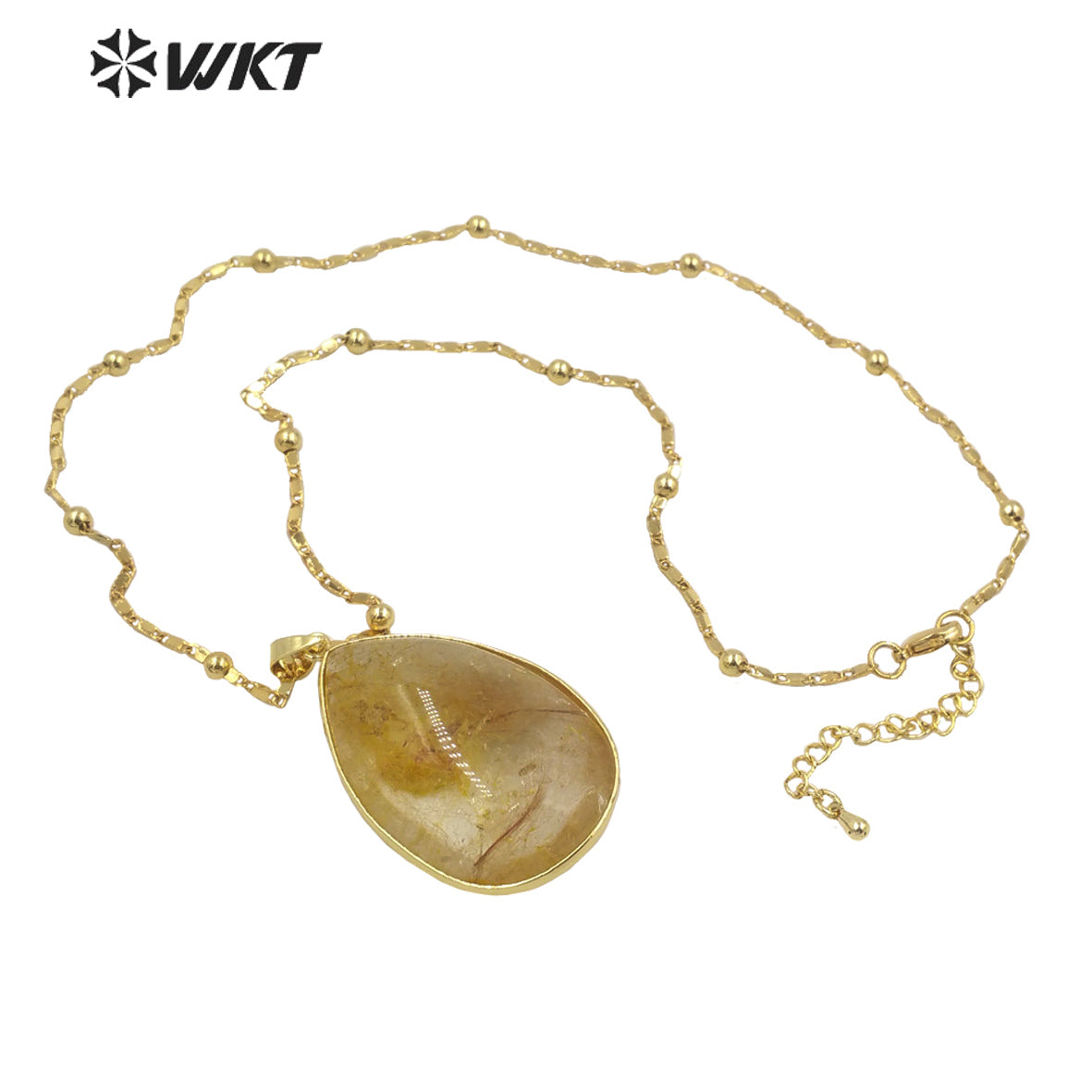 WT-N1344 WKT Fashion Necklace with Natural Stone Necklace Yellow Ruilated Pendant Lady Necklace Gifts Jewelry so Nice