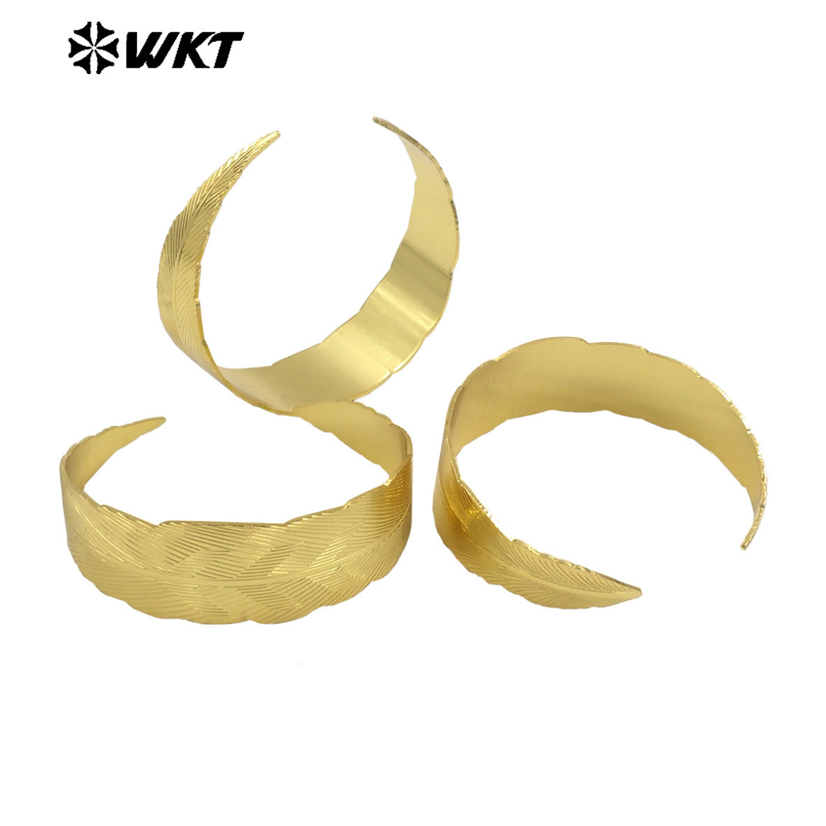 WT-B690 New Design Elegant and Simple 18K Gold Plated Natural Brass Adjustable Leaf Pattern Bracelet for Women Party Accessory