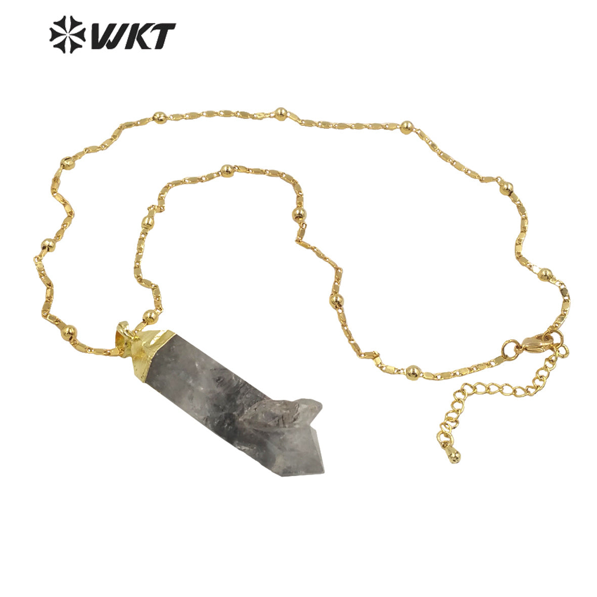 WT-N1343 WKT 2022 Unique Natural Stone Healing Crystal Necklace Irregular Crystal Pendant Gold Chain Women Favorite Necklace