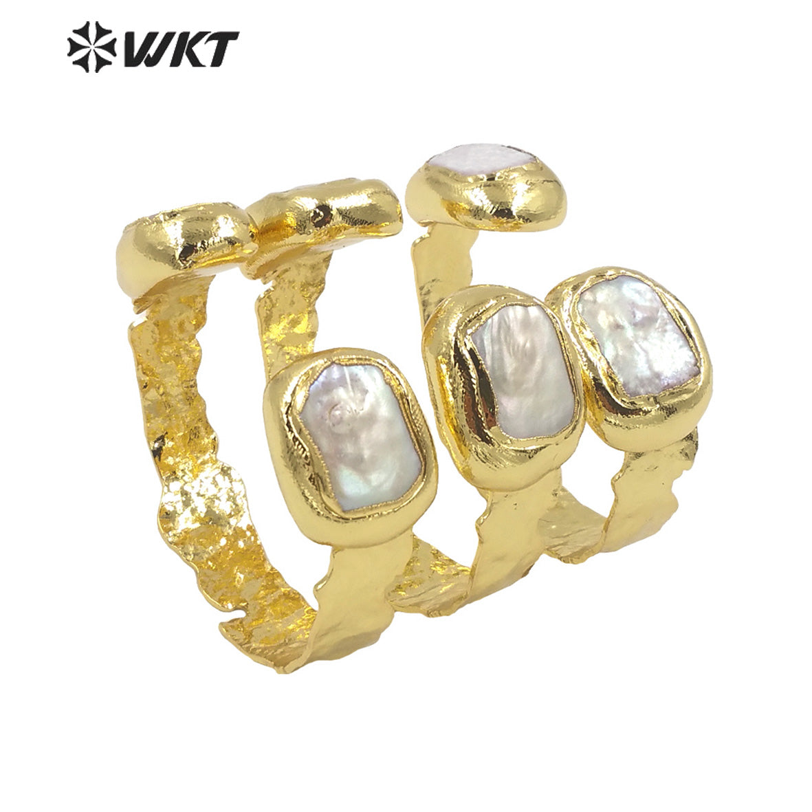 WT-MPB045 Adjustable Fashion Elegant Women Pearl Yellow Brass Bangle New Design with 18k Gold Plated Bangle Pearl Bangle