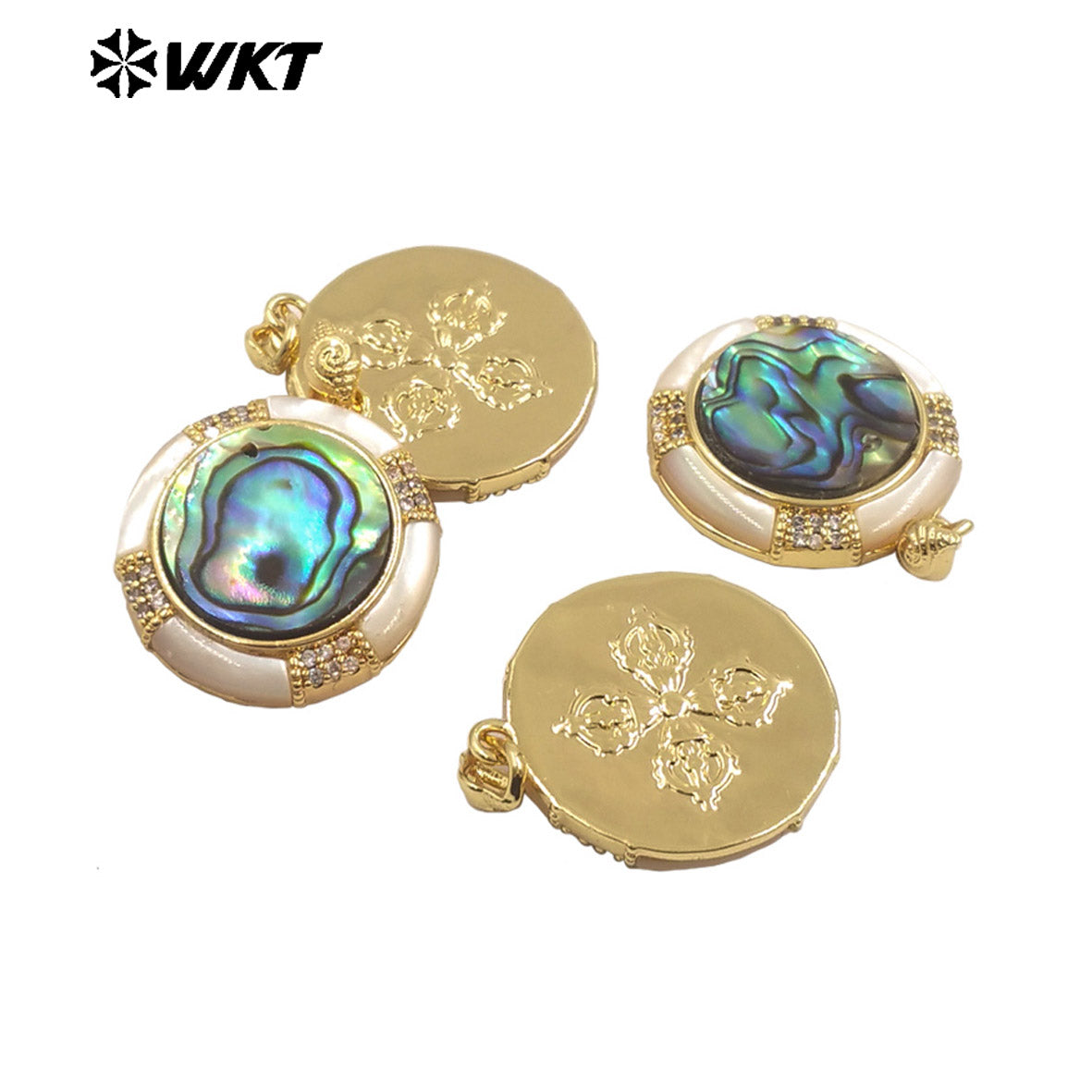 WT-JP431 Excellent 18K Gold Plated MOP With Abalone Shell And Zircon Little Pendant For Luxury Jewelry Necklace Handmade