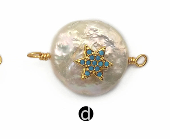 MC274 Newest Charm Jewelry Pearl With CZ Stone Pendant Connector Star Shape Colorful Pendant Lady Fashion Jewelry