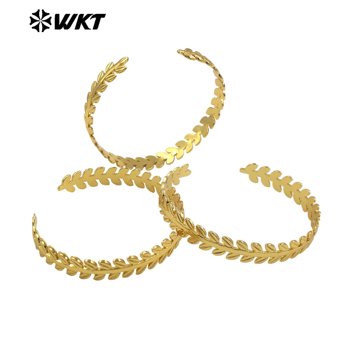 WT-B674 High Quality 18K Gold Plated Yellow Brass Willow Leaf Shape Delicate Gentle Bracelet for Women As Anniversary Gift