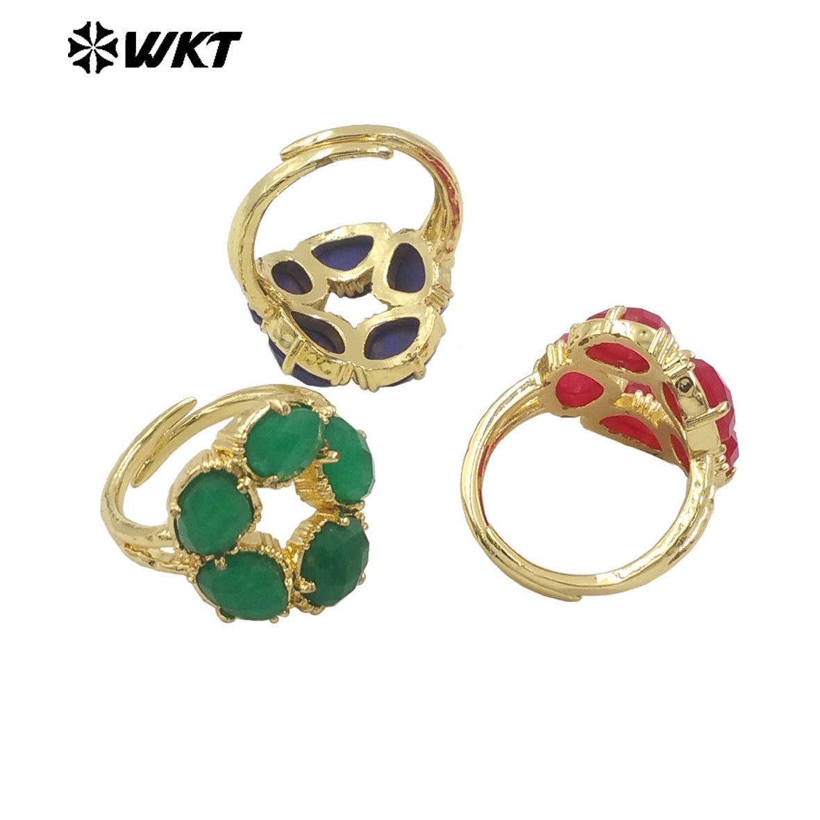 WT-R528 Wholesale New Colorful Gemstone Made Assemble Flower Stone Women Ring With Claw Setting for Anniversary
