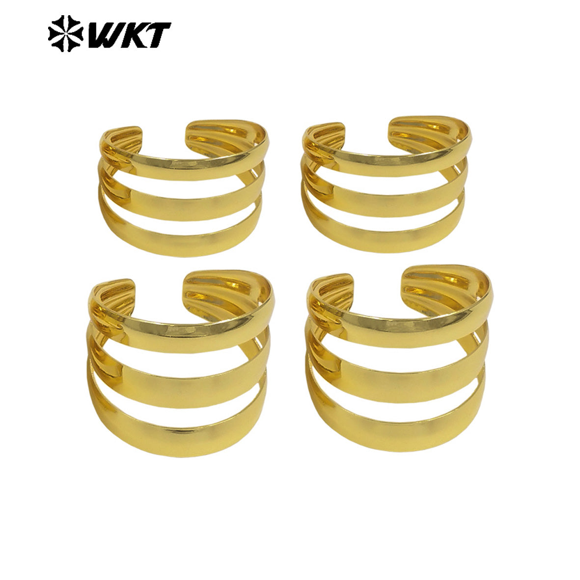 WT-JF357 High Quality 18K Gold Plated Big Bangle Three Layers Design Yellow Brass Resist Tarnishable Ladies Fashion Jewelry