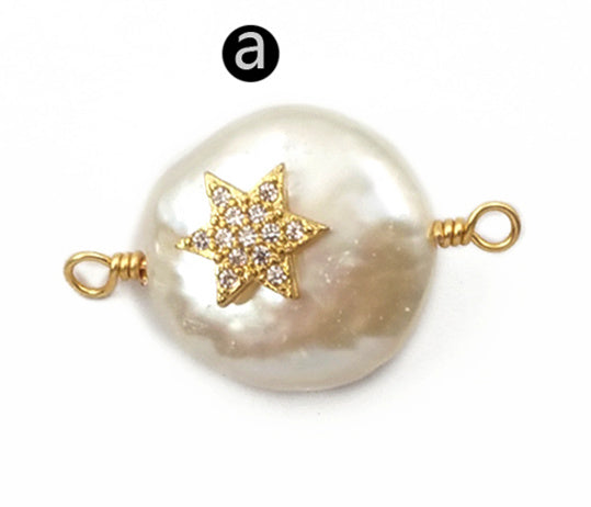 MC274 Newest Charm Jewelry Pearl With CZ Stone Pendant Connector Star Shape Colorful Pendant Lady Fashion Jewelry
