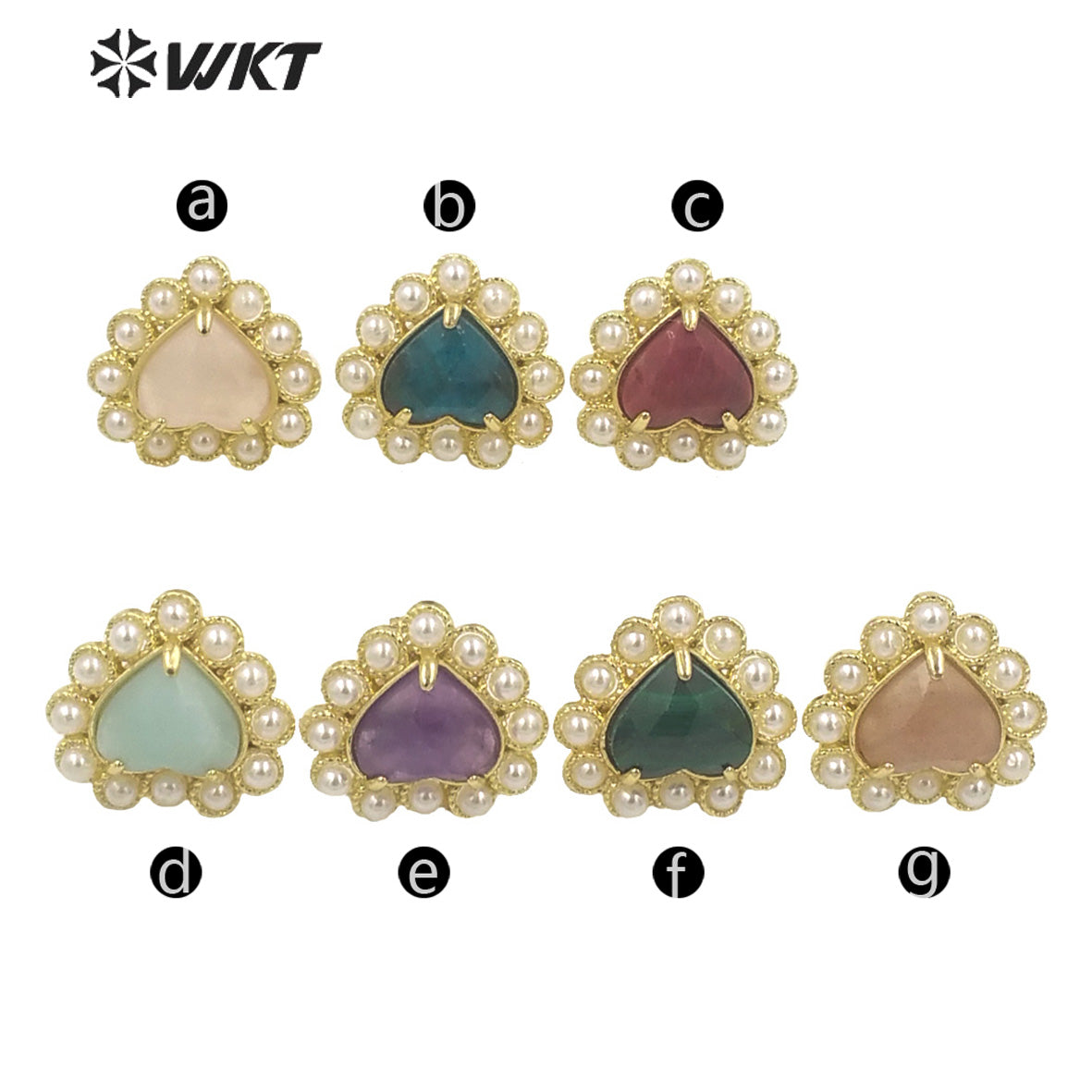 WT-MPE122 Amazing Fashion Gold Plated Natural Gemstone Heart Studs 18k Gold Plated Amethyst Gorgeous Studs