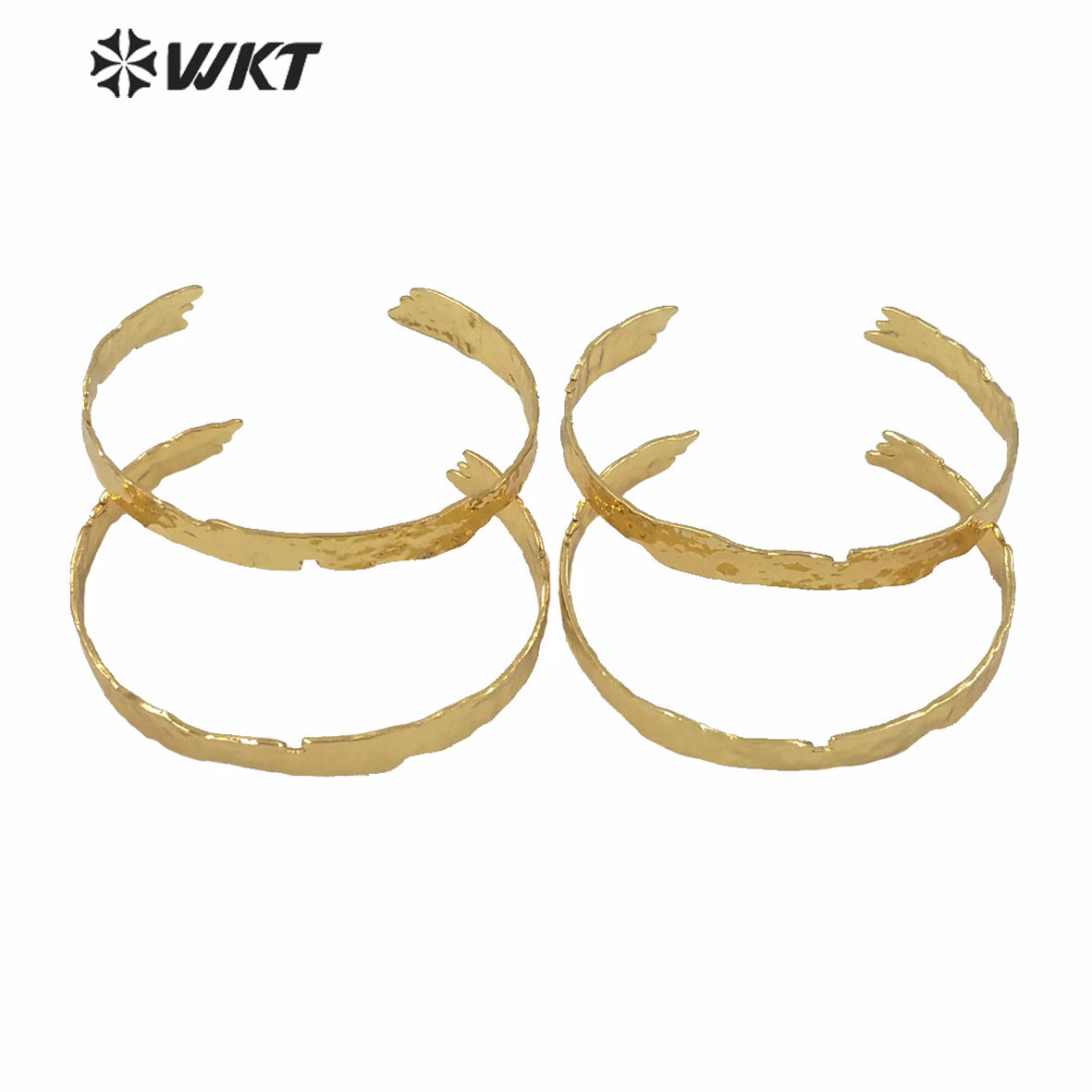WT-B560 WKT Tiny Simple Gold Electroplated lava Bangle Most Popular Irregular Metal Brass Women Bangle Is Open Size