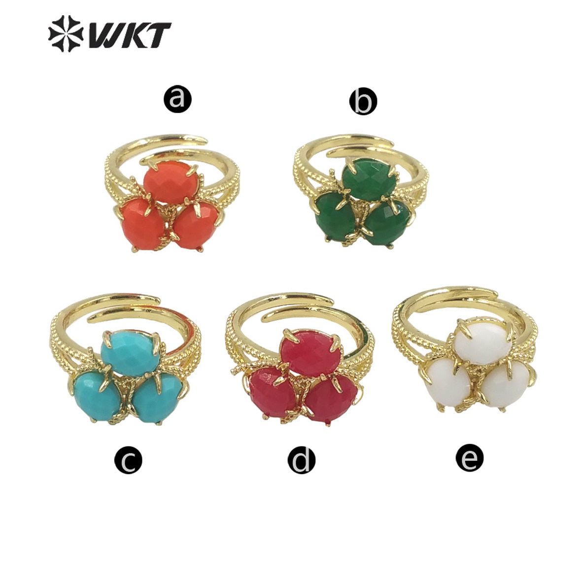 WT-R482 WKT Fashion Design Trendy Gift for Women Colorful High Quality Gorgeous Natural Jade Stone Ring