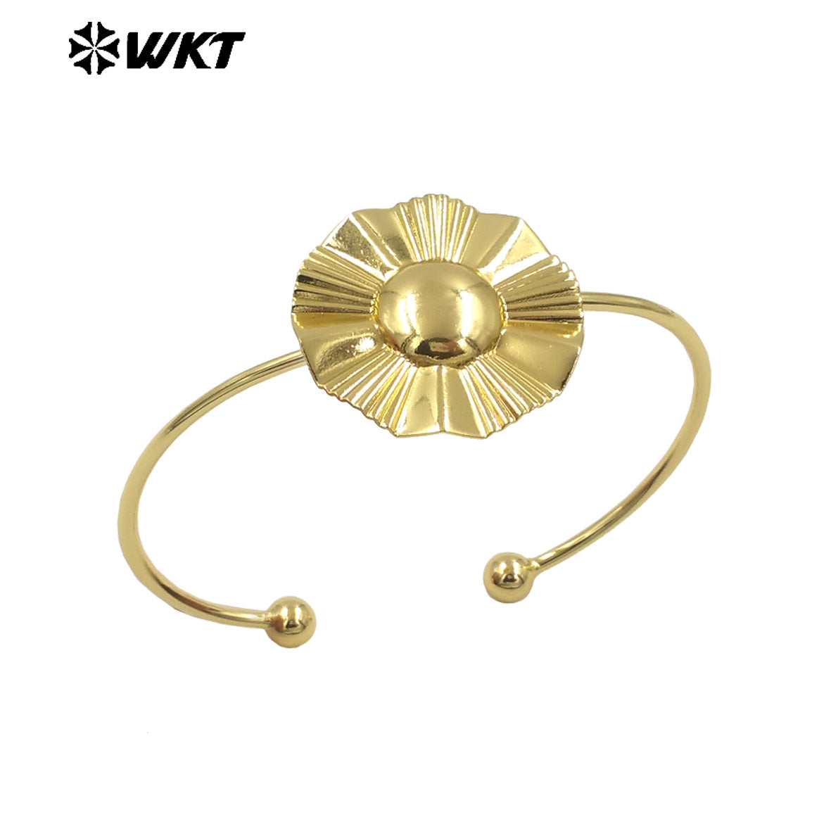 WT-B686 Wholesale New Innovations Natural Yellow Brass 18K Gold Plated Irregular Big Flower Bracelet for Women Fashion Jewelry