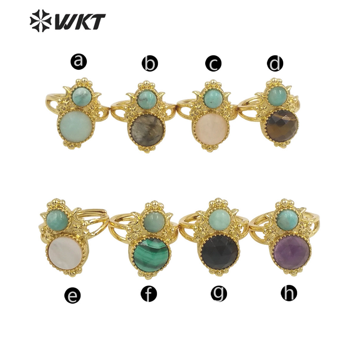 WT-R477 New Design Vintage Gemstone Ring With Pearl Charms Women Fashion Gold Plated Peacock Stone Ring Boho Charming Ring