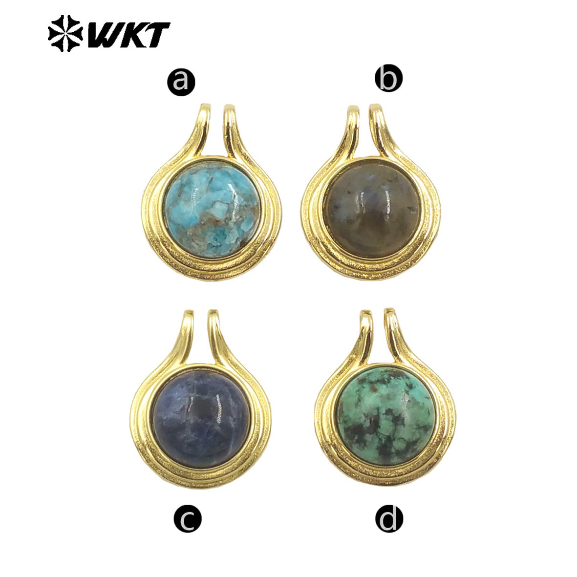 WT-P1964 Wholesale Fashion Gold Plated Round Unique Ball Stone Pendant With Bezel Setting in Vintage Design