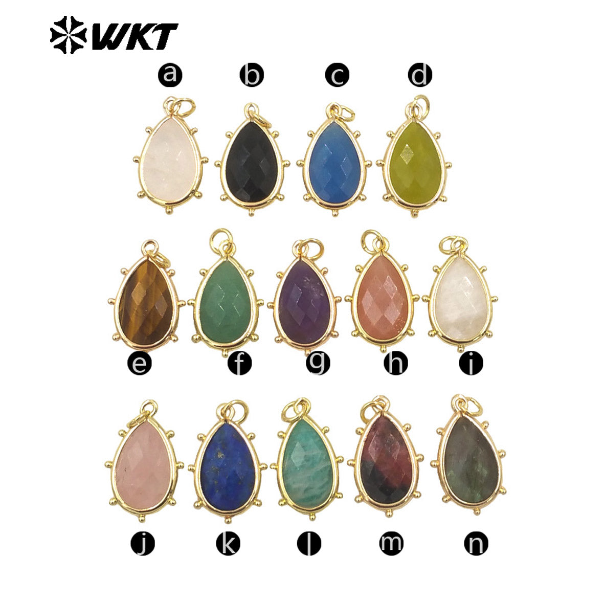 WT-P1974 Wholesale Fashion Tiny Gold Plated Teardrop Natural Faceted Precious Gemstone Lapis Attractive Eye Charms