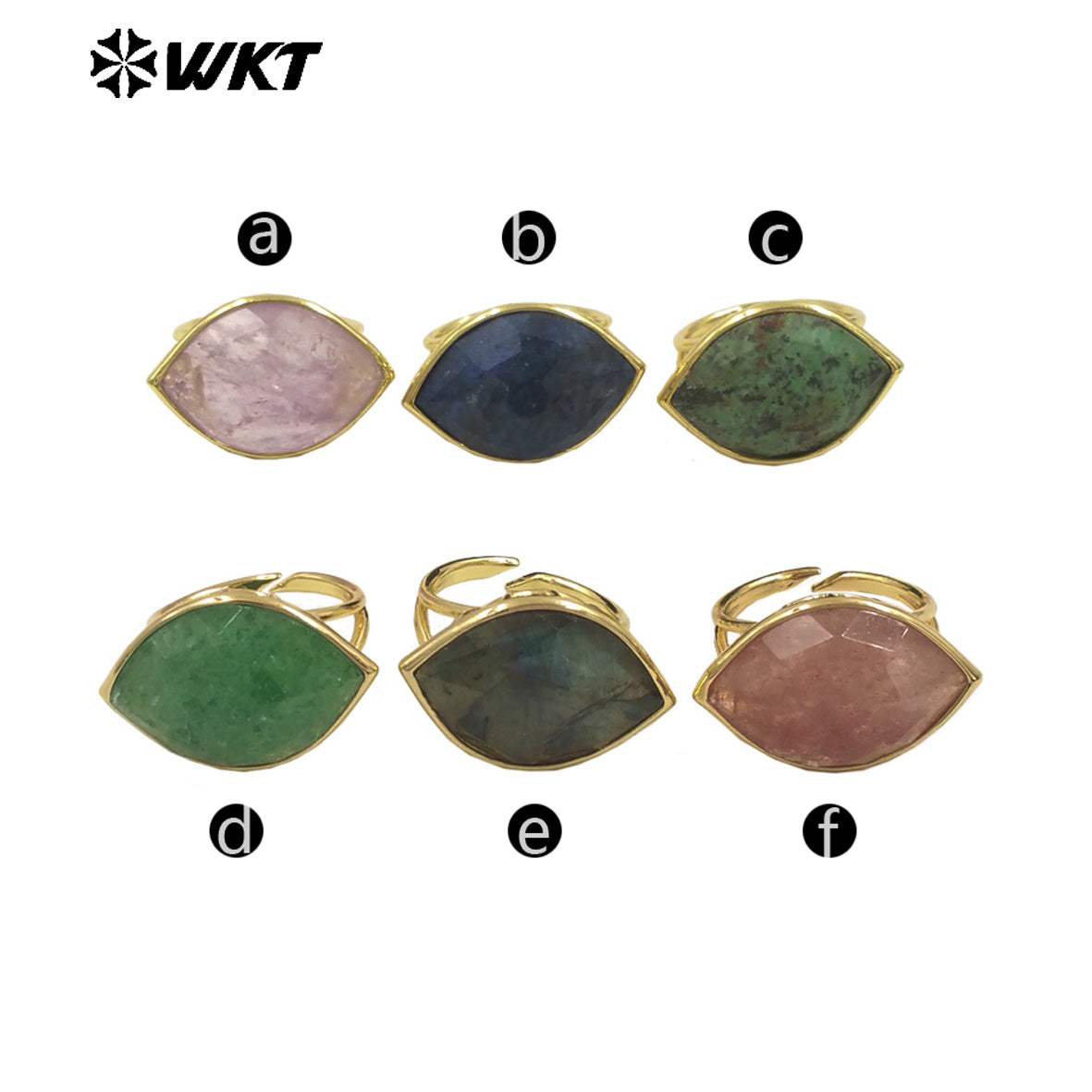 WT-R519 WKT New Design Charming Natural Flash Labradorite Stone Eye Gemstone Setting Ring for Women Party Wear Jewelry
