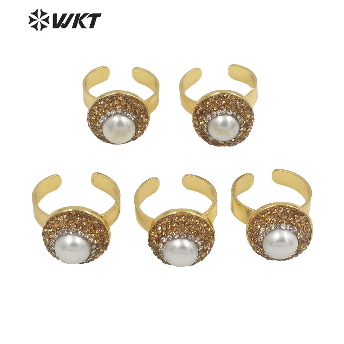 WT-MPR045 WKT Design Natural Pearl Bracelet Wide Bangle Two Large Pearl Gold Bangle Ladies Jewelry Gift Bangle Bracelet