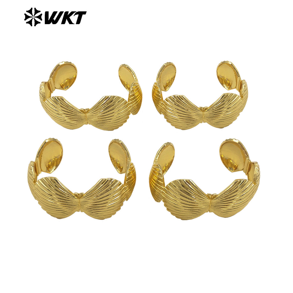 WT-JF361 Big Amazing Popular 18k Real Gold Plated Resist Tarnished Yellow Brass Scallop Shell Bangle in Adjustable Size