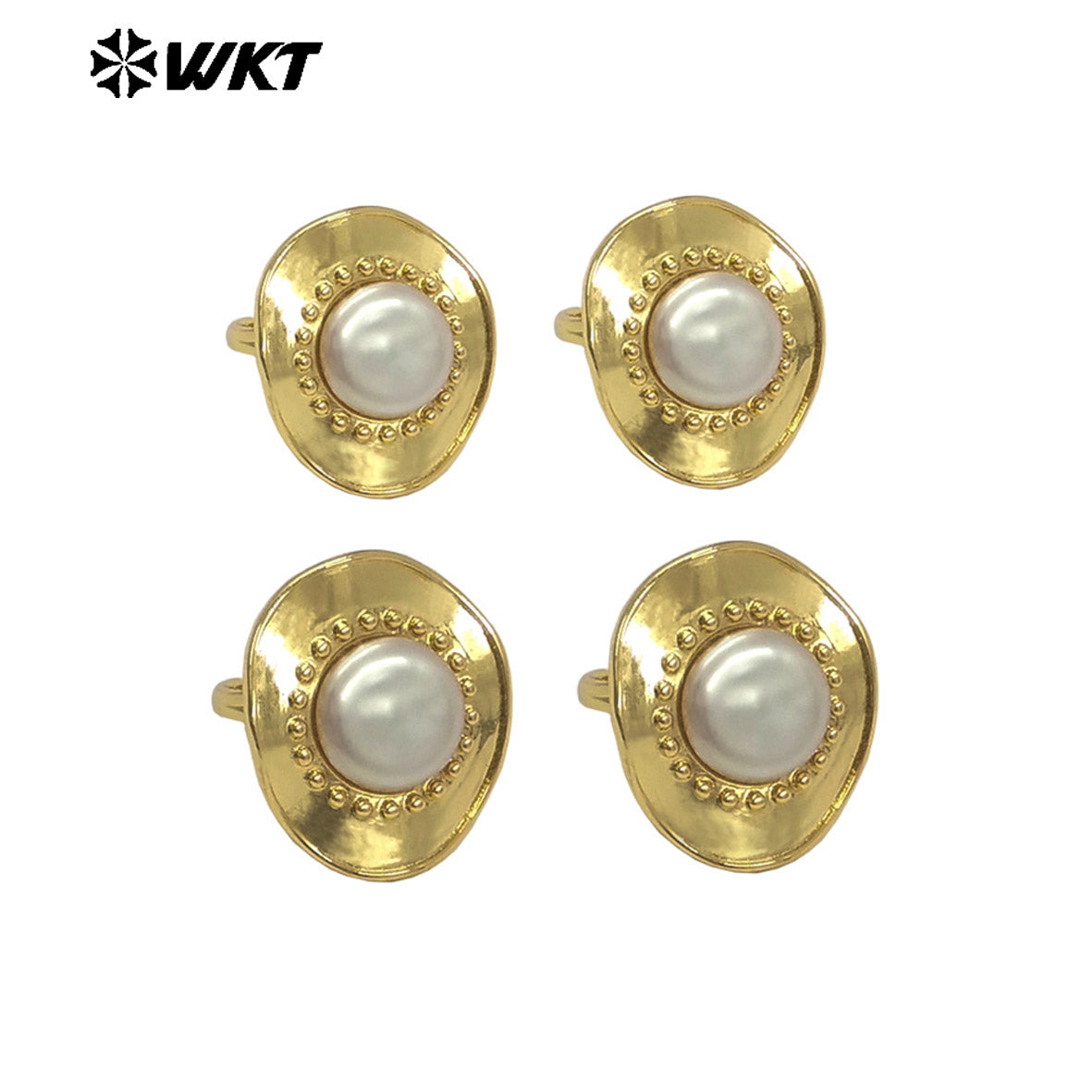 WT-MPR134 Newest Style Gorgeous Natural One Big Freshwater Pearl Cocktail Ring for Daily Match in 18K Gold Plated